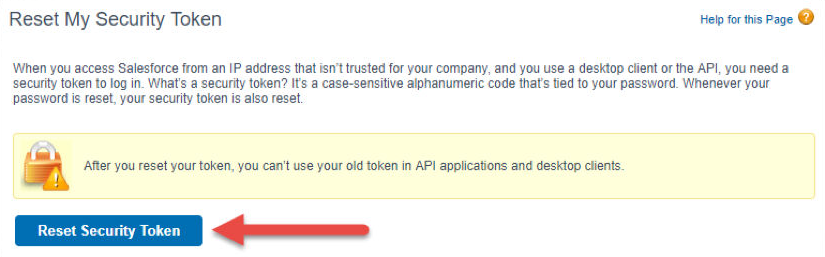 Salesforce Reset my security token dialog Salesforce Reset my security token dialog