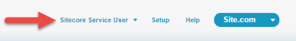 Salesforce top menu after log in with the user name pointed out Salesforce top menu after log in with the user name pointed out