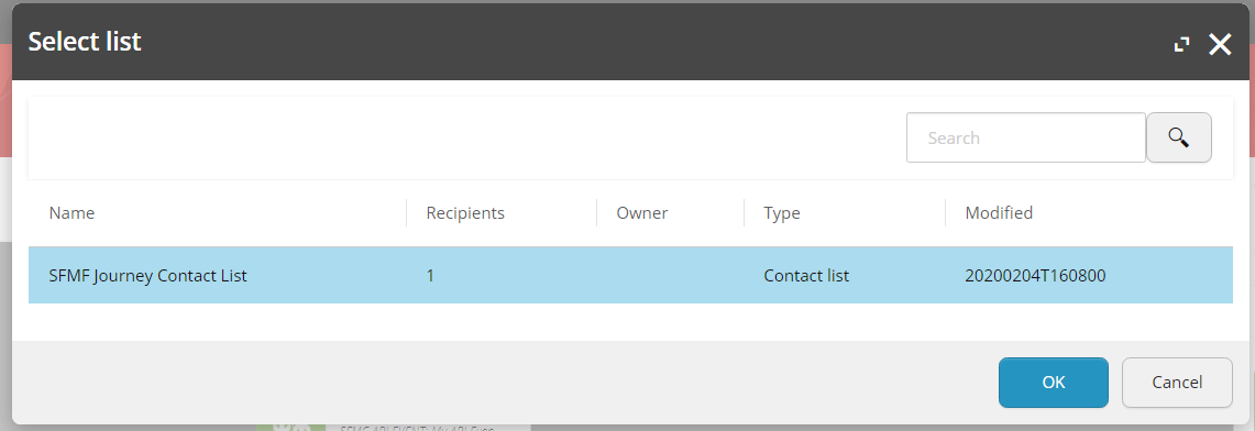 Select a contact list to synchronize Select a contact list to synchronize