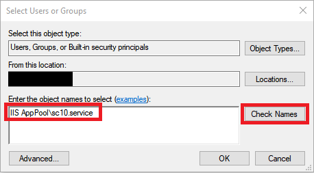 Check Names in Windows add permissions dialog