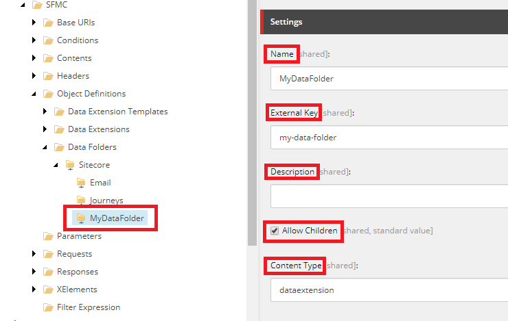 Data folder settings