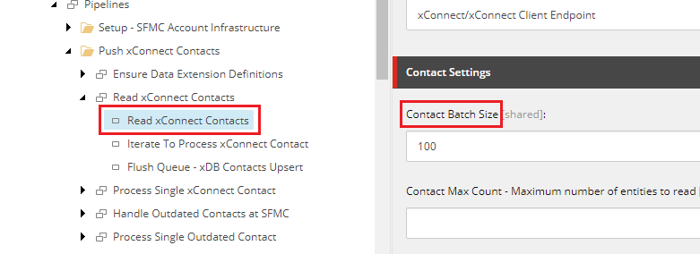 Contact Batch Size in pipeline Contact Batch Size in pipeline