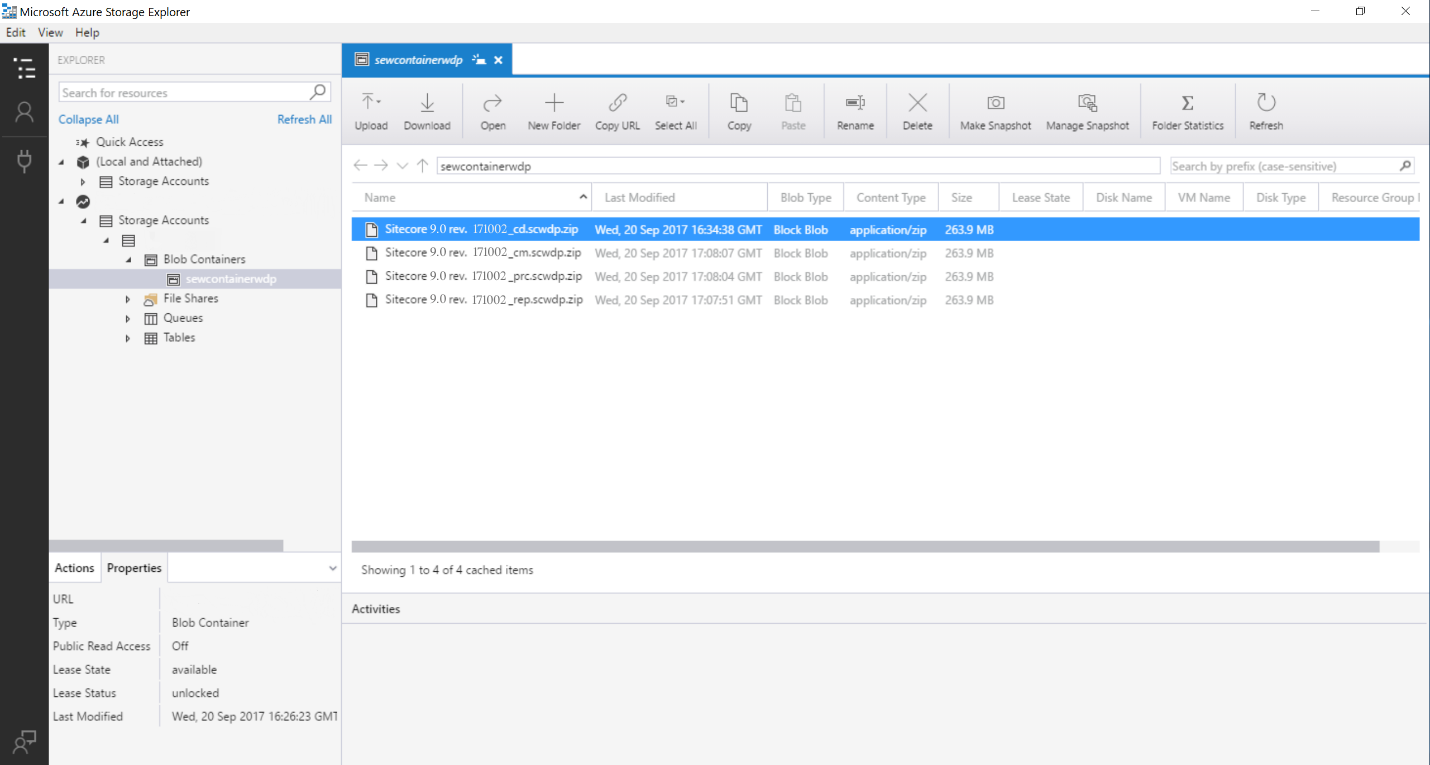 Sitecore WDP files in Azure Storage Explorer