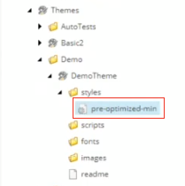The theme folder contains the pre-optimized-min folder only. The theme folder contains the pre-optimized-min folder only.