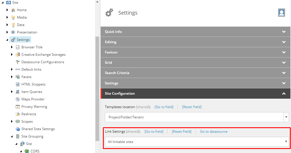 Link Settings
