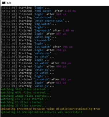 Uploading of pre-optimized-min was successful message.