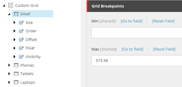 You must set the min and max values for breakpoints for every device size in your grid.