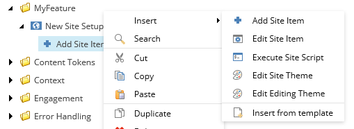 Add Site item Add Site item