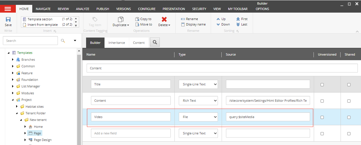 Add the video field to the page template