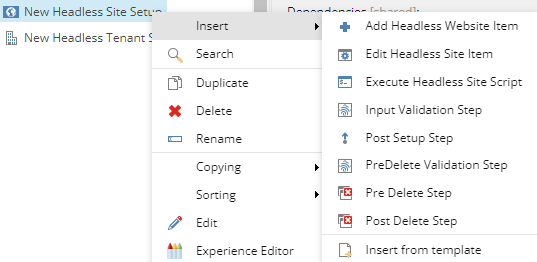 Add Site item