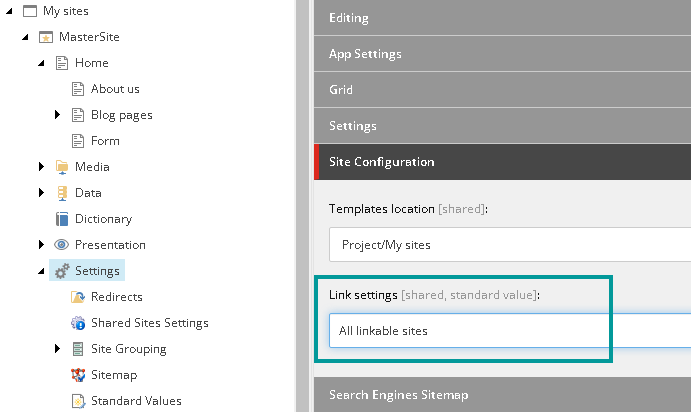 Link settings