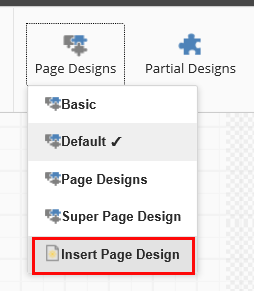 Click Page Designs and Insert Page Design Click Page Designs and Insert Page Design