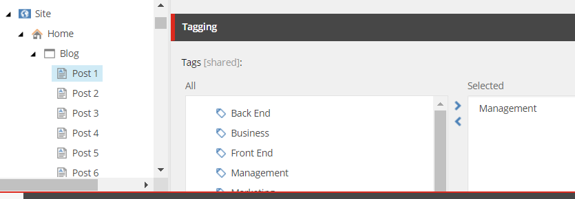 Blogs and their assigned tags.