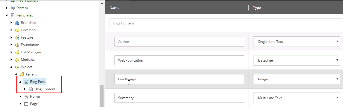 Page template blog post example.