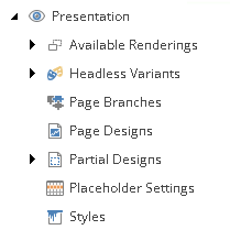 The Presentation items.