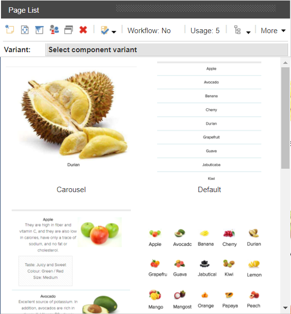 Choose a rendering variant after viewing thumbnails.