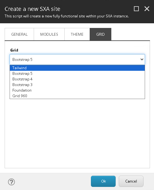 Select the Tailwind grid while creating your site Select the Tailwind grid while creating your site