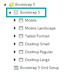 The grid definition item in the content tree of the Content Editor app.