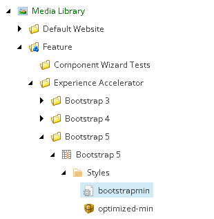 Example showing that the class pulled from the bootstrapmin.css in the Media Library.