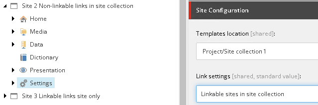 Link settings field