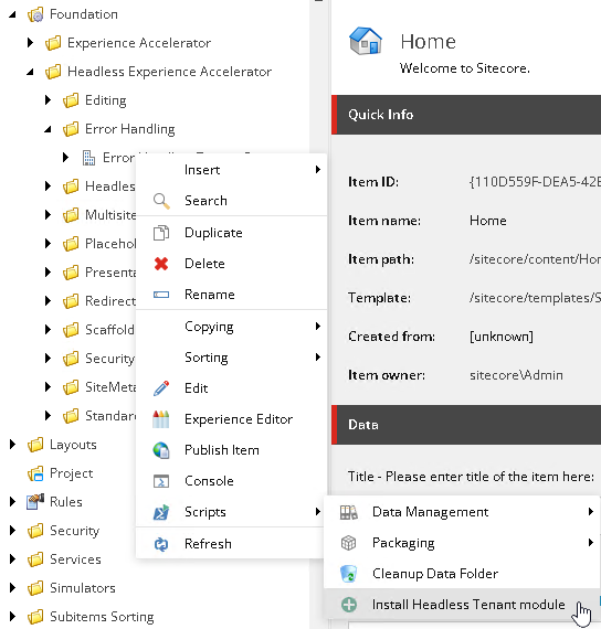 Install headless tenant module