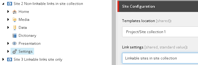Link Settings field Link Settings field