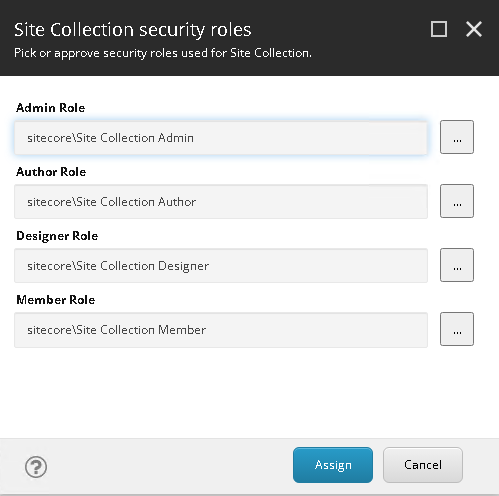 Site collection security roles dialog box.