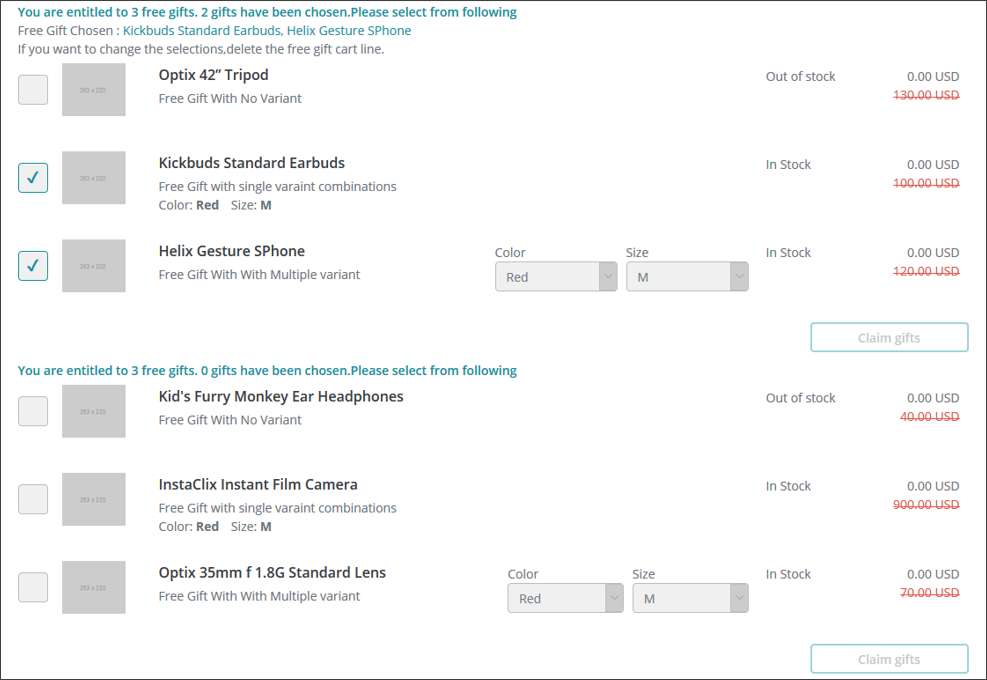 Free Gift Selection rendering in the Experience Editor. Free Gift Selection rendering in the Experience Editor.