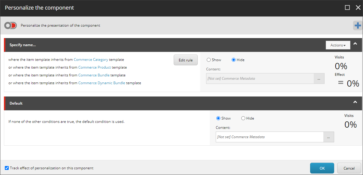 Personalization rule to remove duplicate site metadata Personalization rule to remove duplicate site metadata