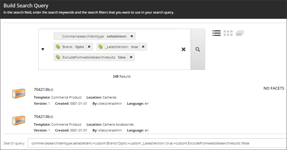 Build Search Query dialog box