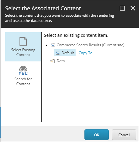 Select Associated Content for the Commerce Search Results rendering Select Associated Content for the Commerce Search Results rendering