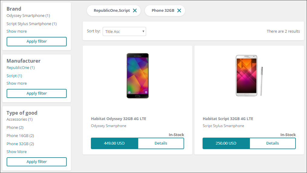 Search Results page on the live storefront. Search Results page on the live storefront.