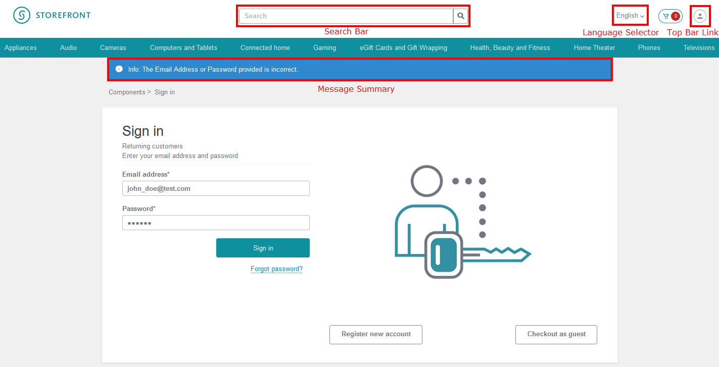 Example of the Commerce Shared rendering on the live storefront Example of the Commerce Shared rendering on the live storefront