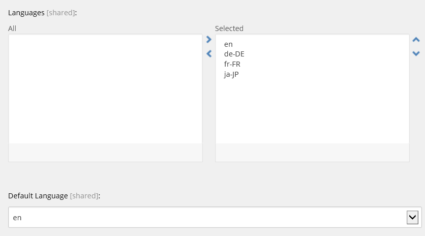 Default language set Default language set