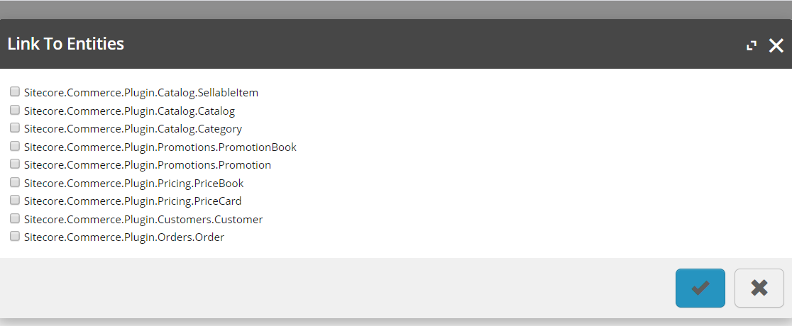 Displays the Link To Entities dialog box which contains a list of catalog entities that can be selected.