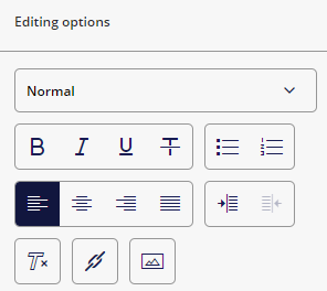 The rich text formatting tools in the right-hand pane
