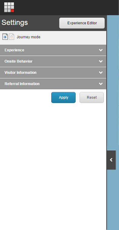 The Settings panel