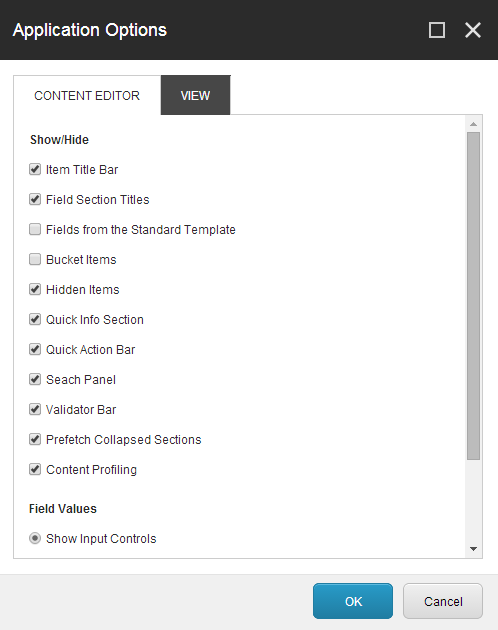 The Application Options dialog box