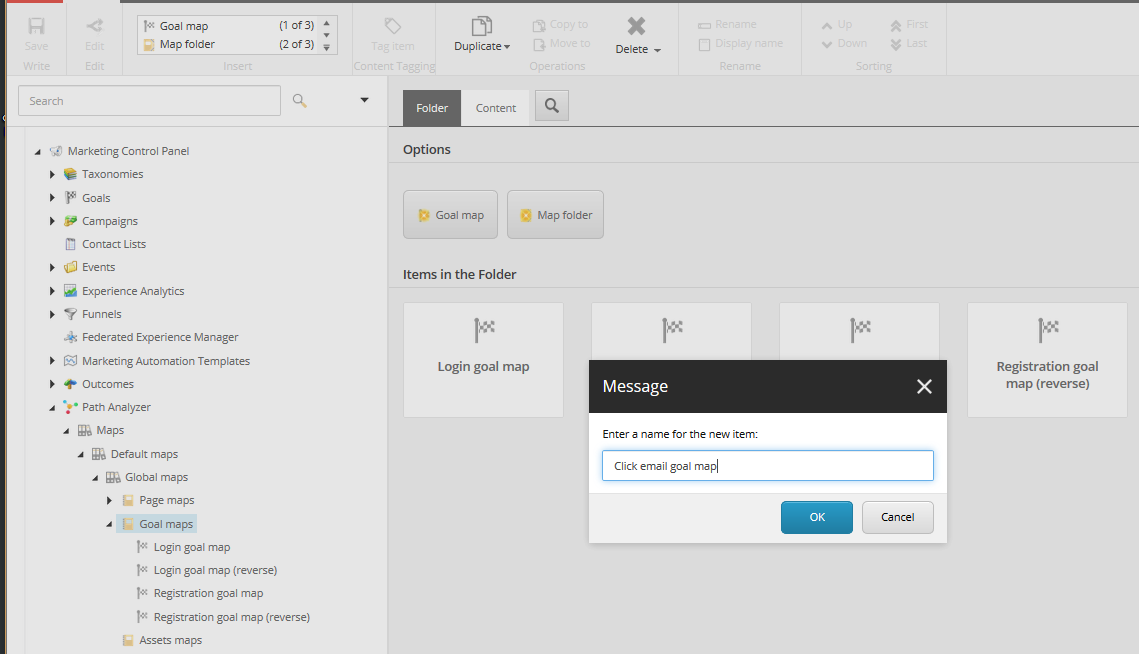 The Message dialog box where you enter a name for your new map