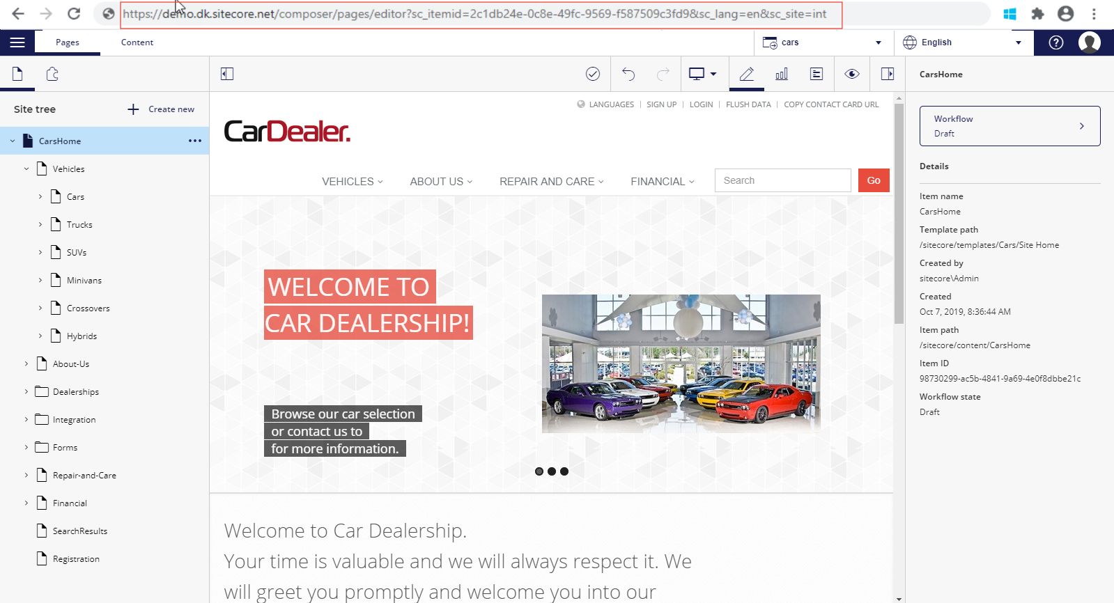 The page URL in the address field of a browser The page URL in the address field of a browser