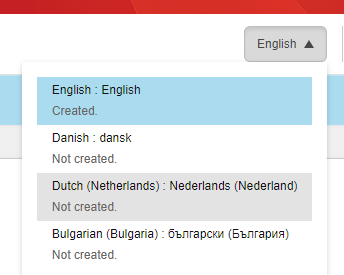 Language drop-down menu.