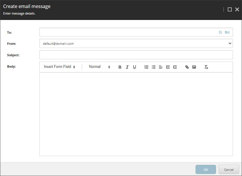 Create email dialog box
