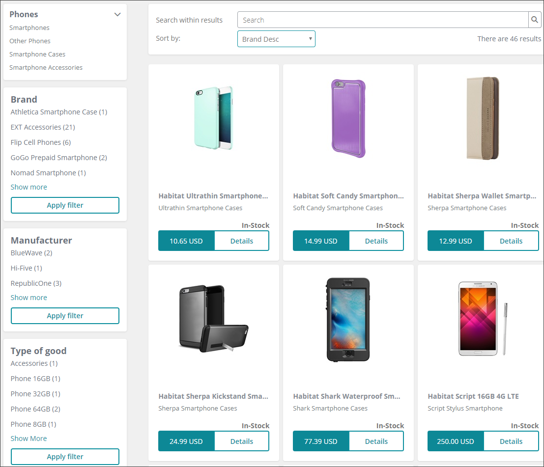 Category page on the live storefront. Category page on the live storefront.