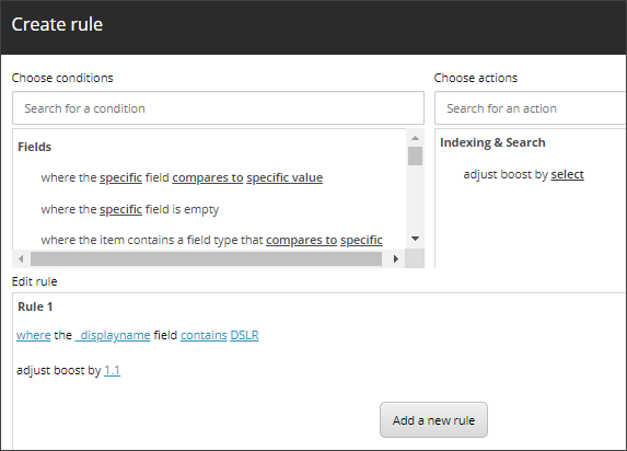 Create rule dialog box