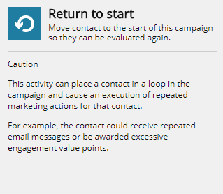 The details pane for the Return to start action The details pane for the Return to start action