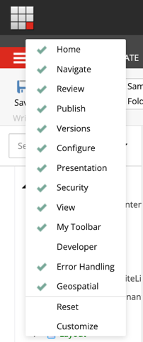 Select tabs to display in the ribbon