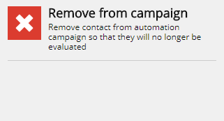 The details pane for the Remove from campaign action The details pane for the Remove from campaign action