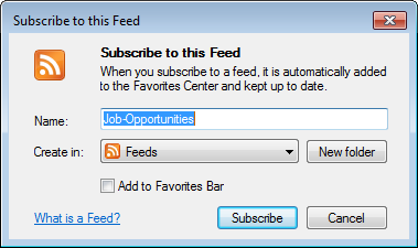 The Subscribe to this Feed dialog box