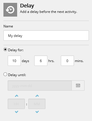 The Delay element details pane The Delay element details pane