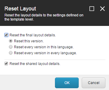 The Reset Layout dialog box. The Reset Layout dialog box.